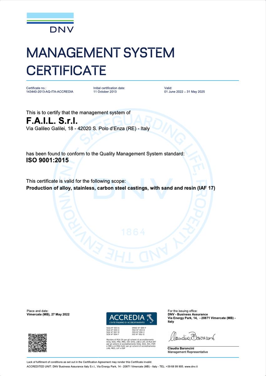Certificazione Fail ISO 9001:2015