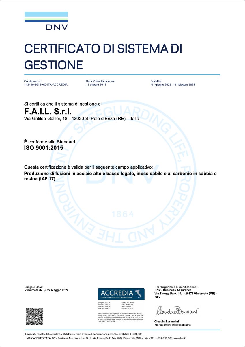 Certificazione Fail ISO 9001:2015